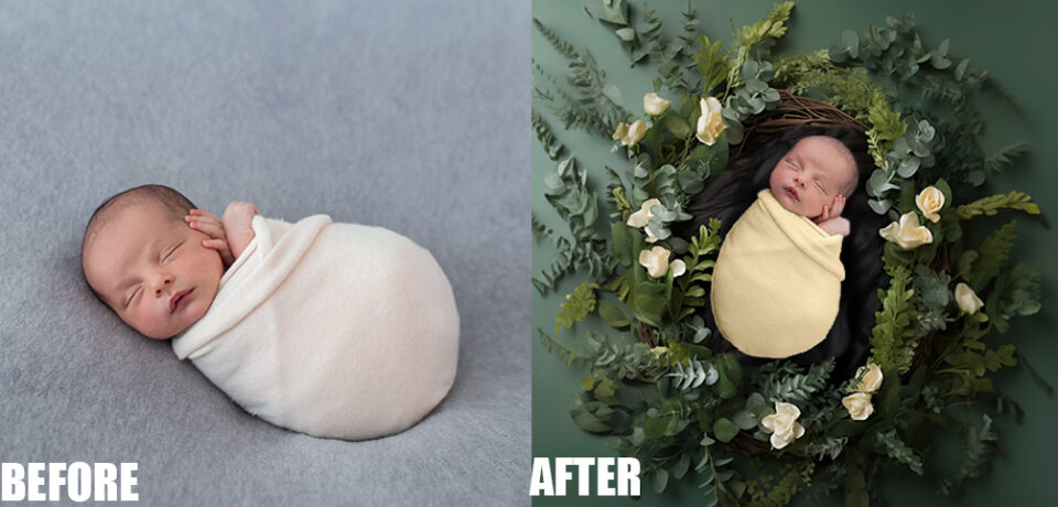 newborn photo editing , photo manipulation