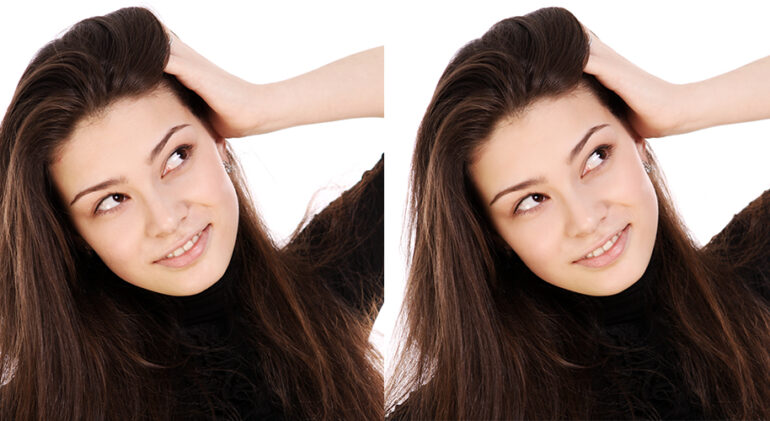 Young and beautiful woman ai photo editing