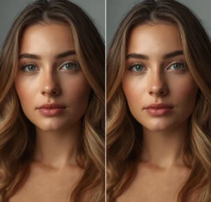 Color Correction Comparison AI vs. Manual Photo