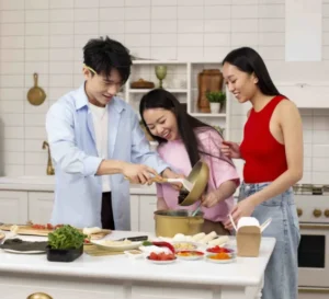 Fun Kitchen Moments in a Family Photoshoot at Home