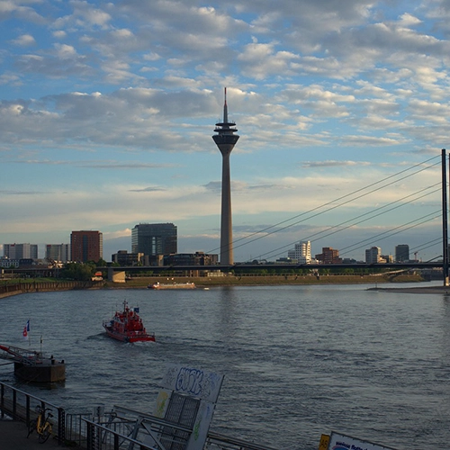 Dusseldorf, Television tower, Rhine