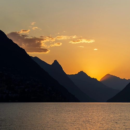 Lake lugano, Sunset, Switzerland