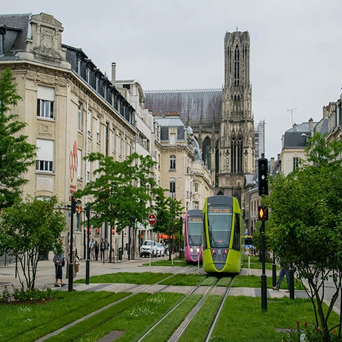 Reims cathedral, Tram, Tramway