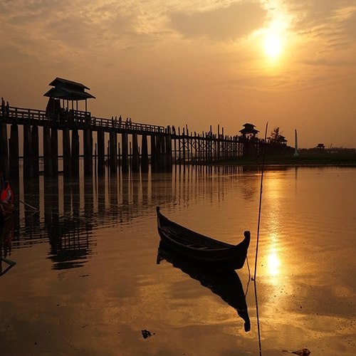 Ubein bridge, Air balloon, Myanmar