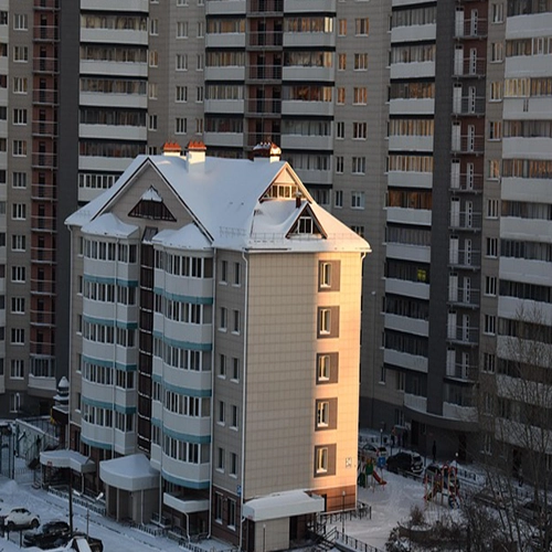 modern apartment buildings winter novosibirsk