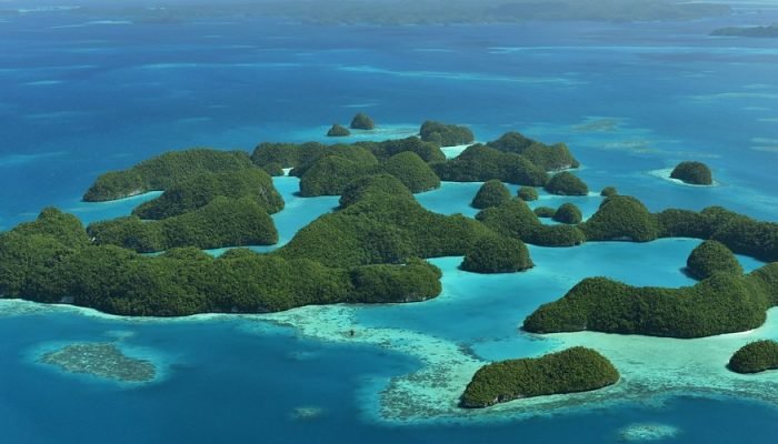 seventy islands rock islands lagoon aerial palau